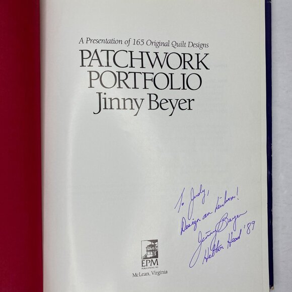 Vintage 1989 Patchwork Portfolio Jinny Beyer Quilt Book Signed Copy Hilton Head - Picture 2 of 15